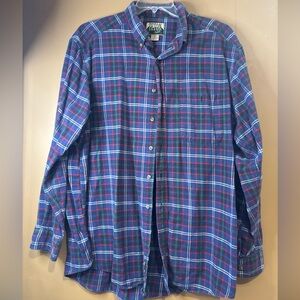 17. Teton By Woolrich Mens Flannel Plaid Button Up Shirt Blue/Red 100% Cotton